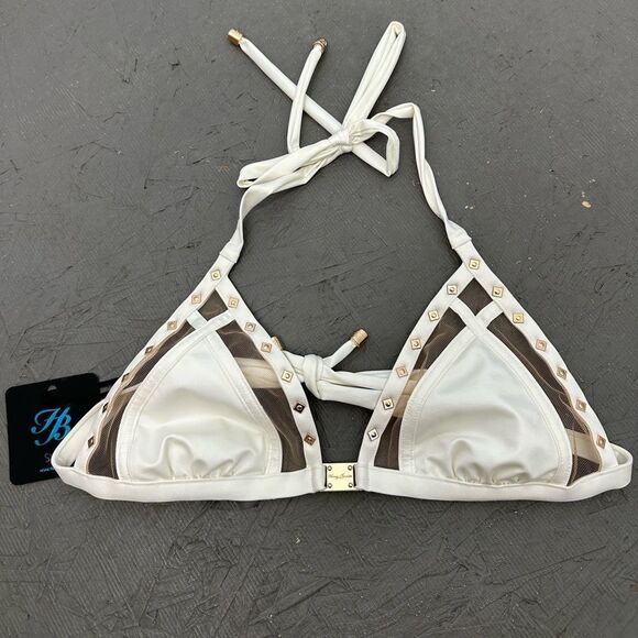 Honey Birdette Eivissa Traingle Halter Bikini in Ivory Rose Gold Studs Size S - Picture 3 of 6